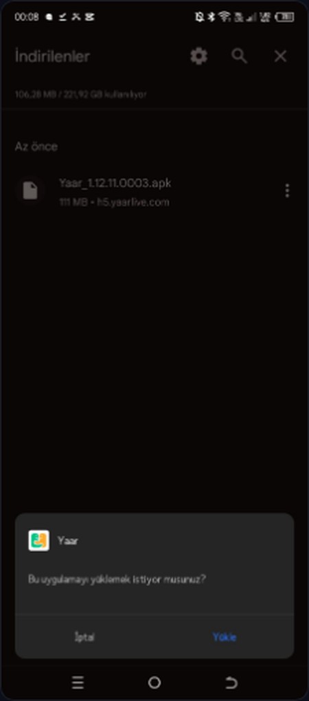 Android yükle ekranı