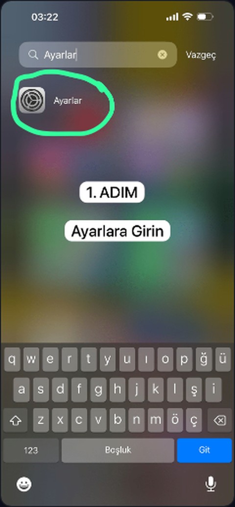 iPhone Ayarlar ekranı