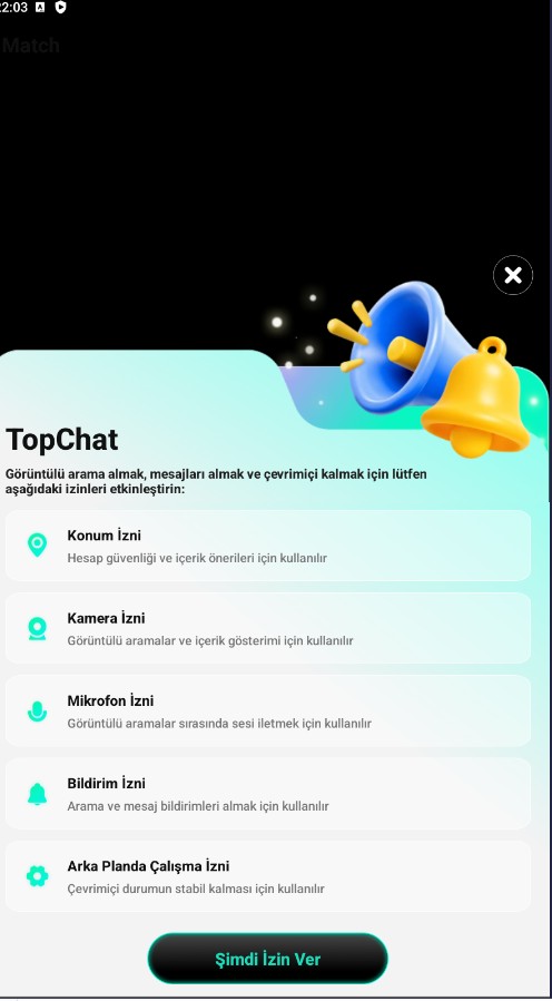 TopChat izin ekranı